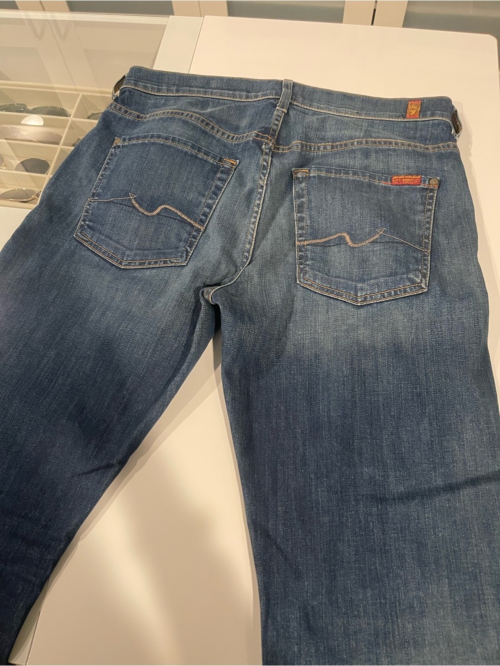 7 For All Mankind Men's Straight Leg Denim Jeans - Medium Blue